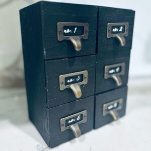 Black Wooden Storage Drawer Organizer